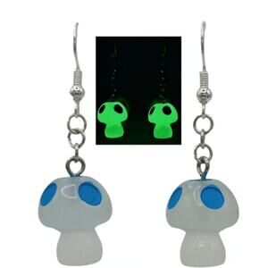 Glow in the Dark Mushroom Earrings Blue – Festival Gamer Vibes